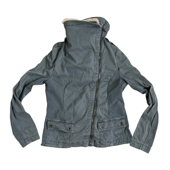 Anthropologie Gray Marrakech Faux Fur Collar Aviator Moto Jacket - Picture 2 of 6